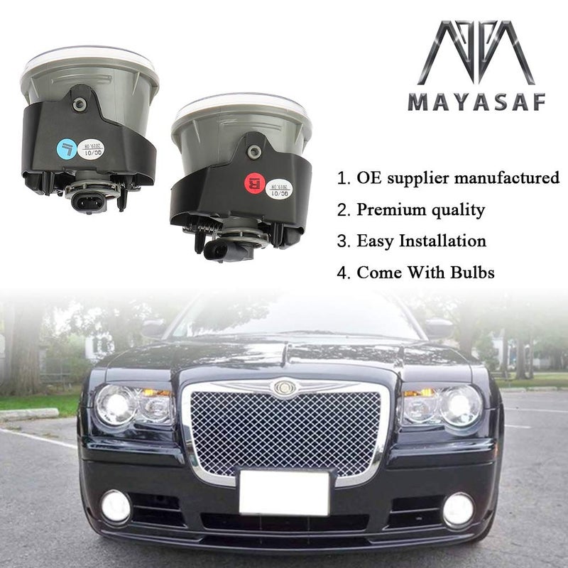 MAYASAF Clear Lens Fog Light Fog Lamp Set for Chrysler 2007-10 300/2007-09 Aspen, for Dodge 2005-09 Dakota/2007-09 Durango, for Jeep 2006-2010 Commander/2005-10 Grand Cherokee(Left+Right) - Image 3